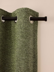 Olive Green Bouclé Textured Eyelet Super Thermal Curtains - Image 4 of 5