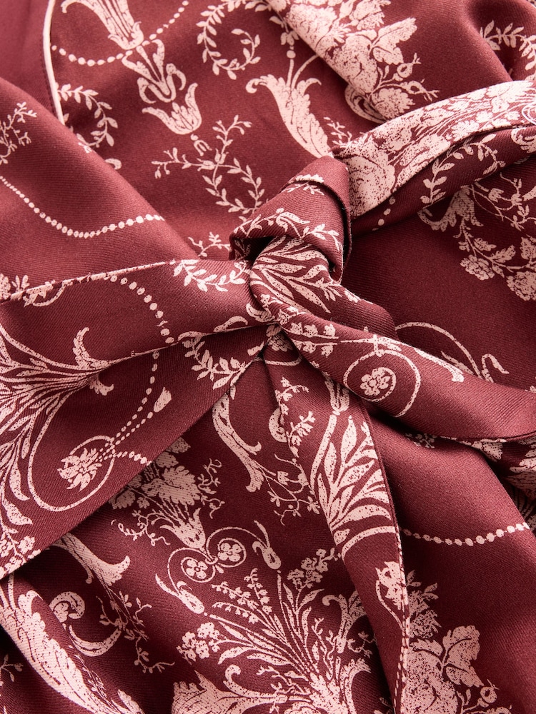 Laura Ashley Burgundy Red Josette Dressing Gown - Image 2 of 5 Laura Ashley Burgundy Red Josette Dressing Gown - Image 2 of 5