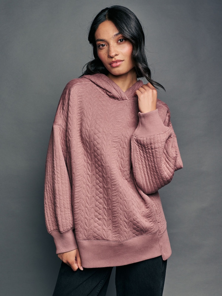 Blush Pink Quilted Washed Hoodie - Image 1 of 8