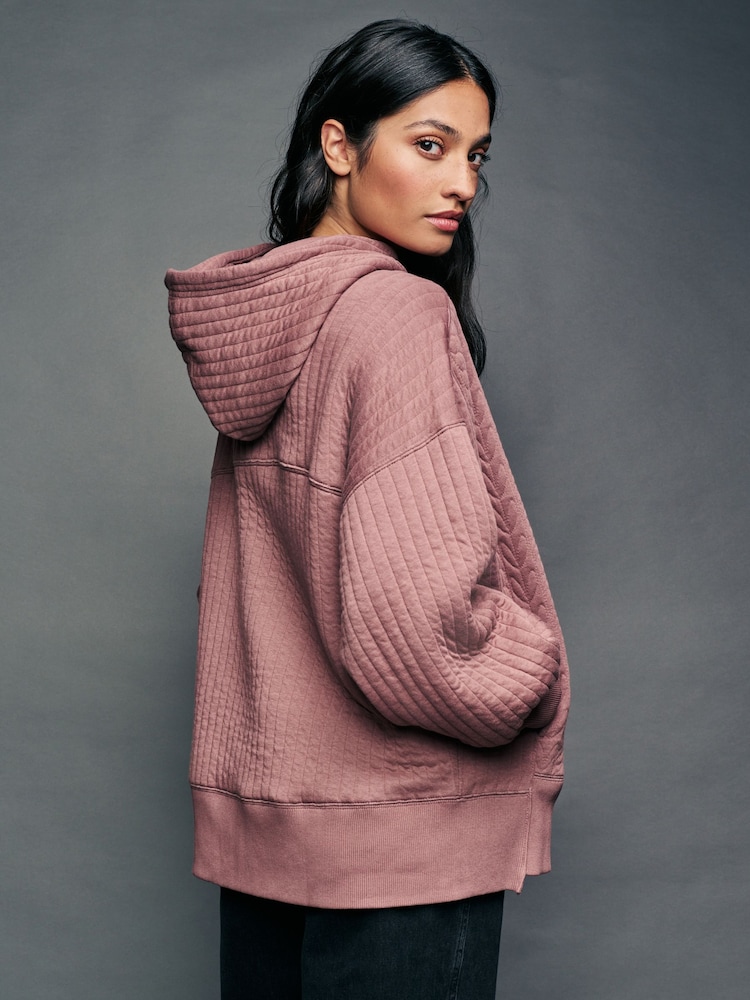 Blush Pink Quilted Washed Hoodie - Image 2 of 8