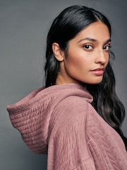 Blush Pink Quilted Washed Hoodie - Image 4 of 8