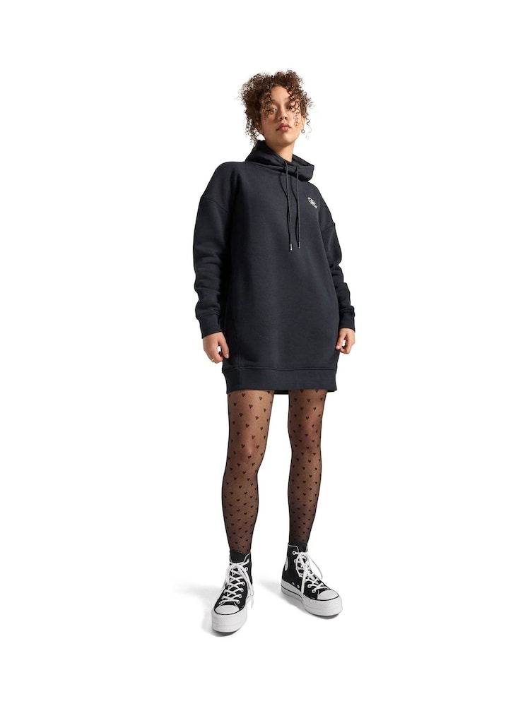 Converse Black Longline Embroidery Hoodie Dress - Image 1 of 7