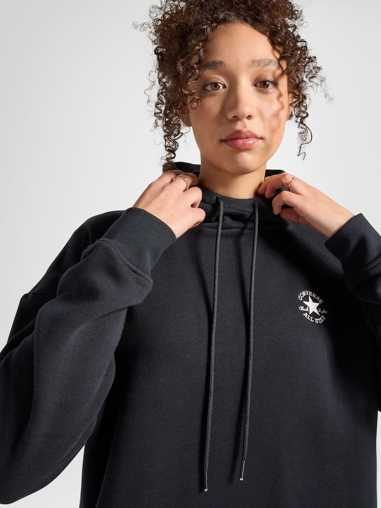 Converse Black Longline Embroidery Hoodie Dress - Image 5 of 7