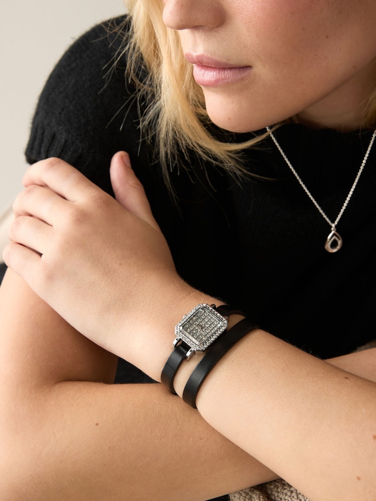 Black Sparkle Wrap Around Watch - Image 1 of 5