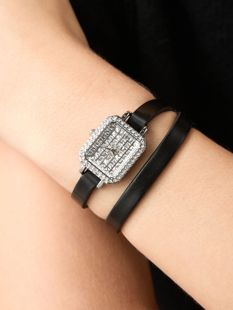 Black Sparkle Wrap Around Watch - Image 2 of 5