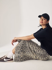 Leopard Print 100% Cotton Denim Midi Skirt - Image 2 of 6