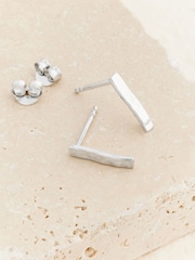 Sterling Silver Hammered Bar Stud Earrings - Image 1 of 4