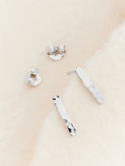 Sterling Silver Hammered Bar Stud Earrings - Image 2 of 4