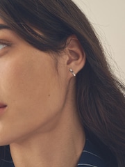 Sterling Silver Hammered Bar Stud Earrings - Image 3 of 4