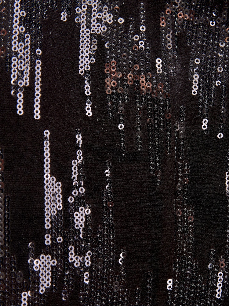 Black Slim Fit Sequin Blazer - Image 10 of 10