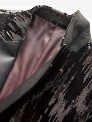 Black Slim Fit Sequin Blazer - Image 9 of 10