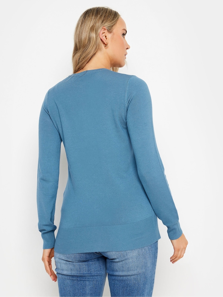 Long Tall Sally Blue Crew Neck Cardigan - Image 3 of 5