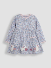 JoJo Maman Bébé Pink Mouse Appliqué Ditsy Floral Dress - Image 1 of 3
