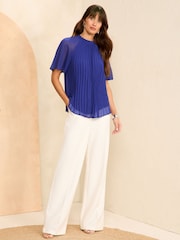 Love & Roses Blue Flutter Sleeve Blouse - Image 4 of 4