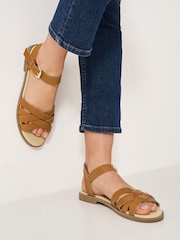 Crew Clothing Brown Multi Strap Flat Sandals - Image 2 of 5