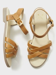 Crew Clothing Brown Multi Strap Flat Sandals - Image 4 of 5