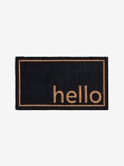 Black Hello Slogan Coir Doormat - Image 5 of 7