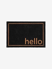 Black Hello Slogan Coir Doormat - Image 6 of 7