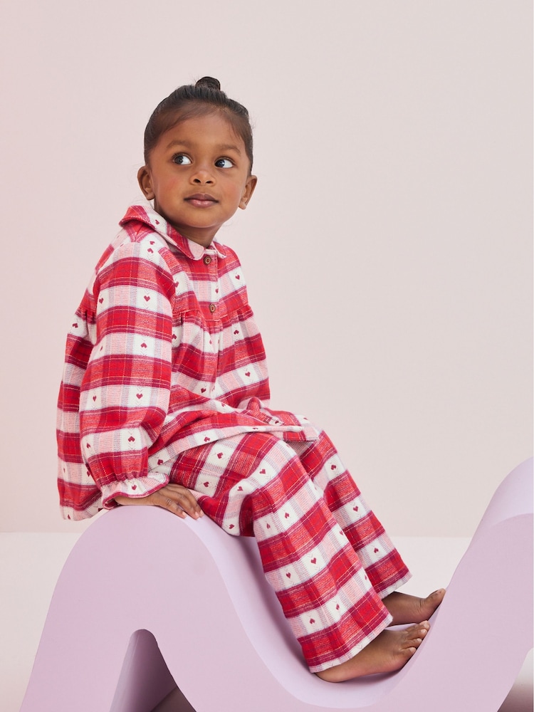 Red Check Button Through 100% Cotton Pyjamas (9mths-10yrs) - Image 1 of 7