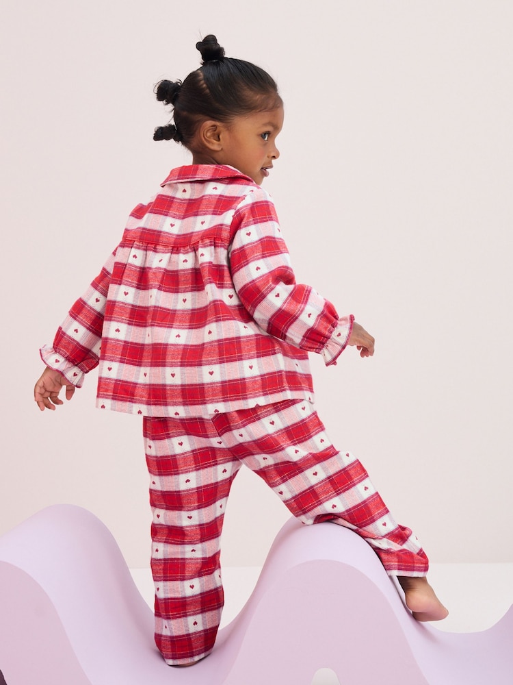 Red Check Button Through 100% Cotton Pyjamas (9mths-10yrs) - Image 2 of 7