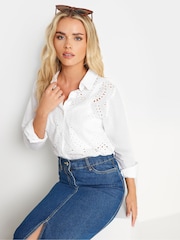 PixieGirl Petite White 100% Cotton Brodeire Anglaise Shirt - Image 1 of 5