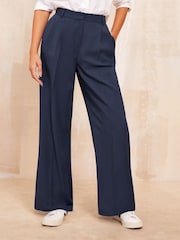 Friends Like These Navy Blue Premium Wide Leg Smart Trousers - Image 1 of 4