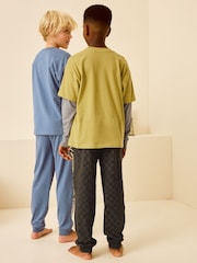 Citrine Jaune/Pourpre damier - Lot de 2 pyjamas à manches longues (3-16ans) - Image 2 de 10