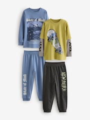 Citrine Jaune/Pourpre damier - Lot de 2 pyjamas à manches longues (3-16ans) - Image 5 de 10