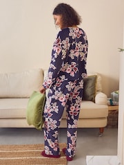 Laura Ashley Navy Paisley Velour Pyjamas - Image 4 of 11