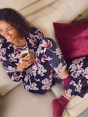 Laura Ashley Navy Paisley Velour Pyjamas - Image 5 of 11