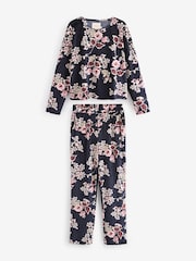 Laura Ashley Navy Paisley Velour Pyjamas - Image 6 of 11