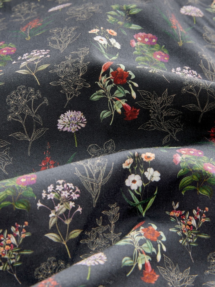 Navy Blue Floral Print Regular Fit 100% Cotton Single Cuff Formal Shirt - Image 6 of 6