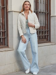 Sosandar Natural Quilted Collarless Jacket - Image 2 of 5