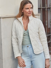 Sosandar Natural Quilted Collarless Jacket - Image 5 of 5