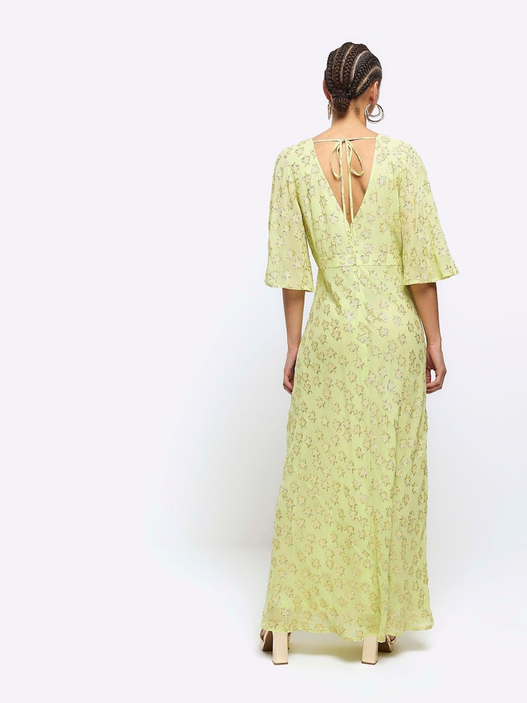 River Island Lime Green Glitter Star Maxi Dress - Image 2 of 4