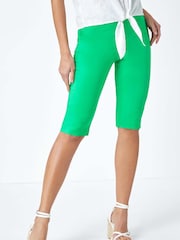 Roman Green Knee Length Stretch Shorts - Image 1 of 5