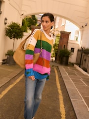 Rainbow Soft Touch Bright Stripe Stitch Knitted Jumper - Image 1 of 6