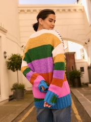 Rainbow Soft Touch Bright Stripe Stitch Knitted Jumper - Image 2 of 6