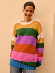 Rainbow Soft Touch Bright Stripe Stitch Knitted Jumper - Image 3 of 6