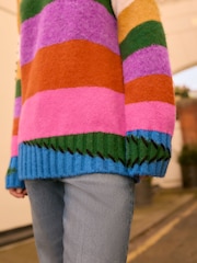 Rainbow Soft Touch Bright Stripe Stitch Knitted Jumper - Image 4 of 6