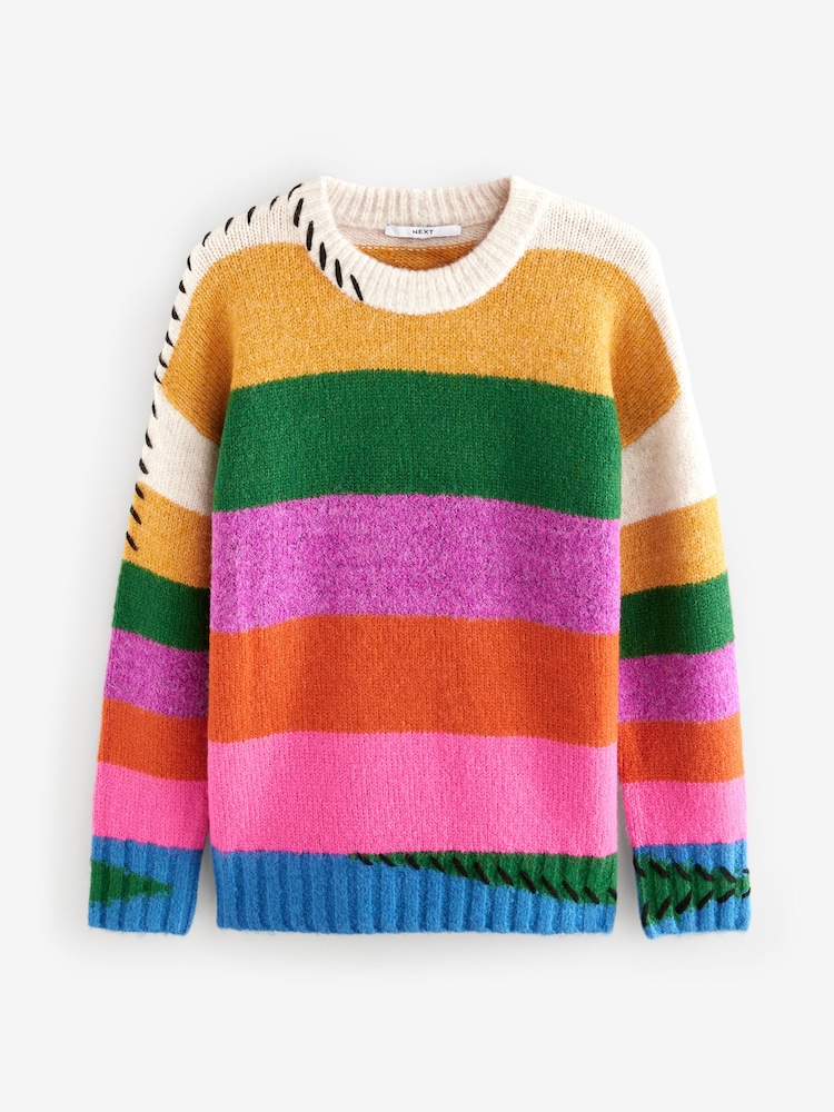Buy Rainbow Soft Touch Bright Stripe Stitch Knitted Jumper from