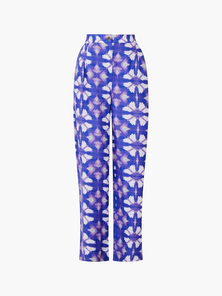 French Connection Blue Dory Birdie Linen Trousers - Image 4 of 4