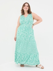 FatFace Maya Blue Paisley Jersey Maxi Dress - Image 2 of 7