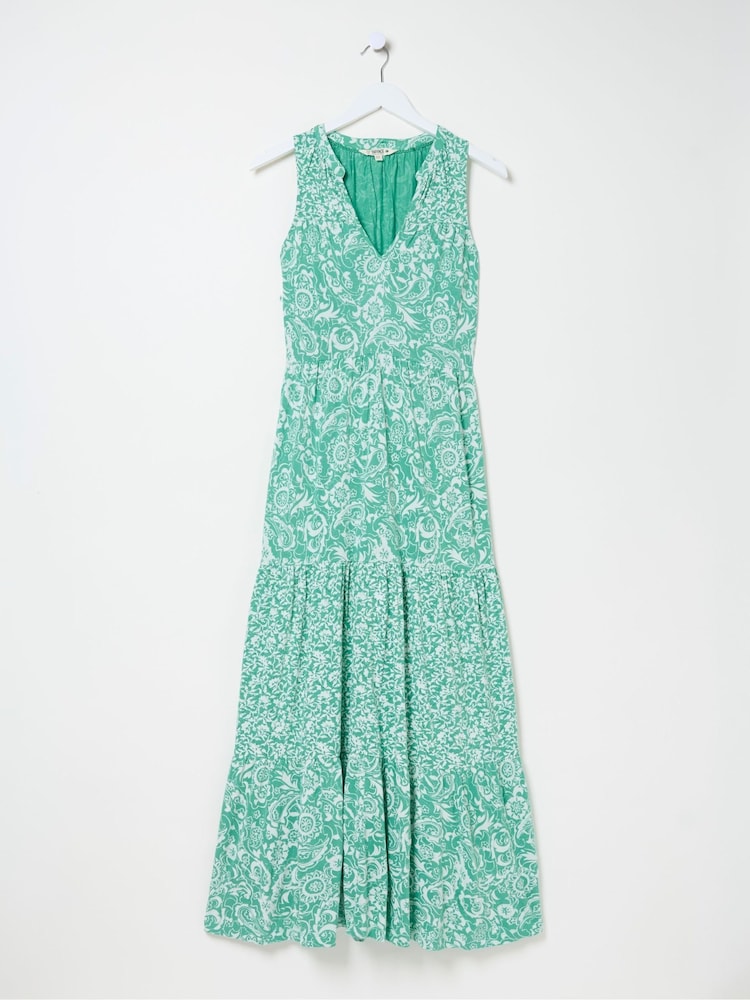 FatFace Maya Blue Paisley Jersey Maxi Dress - Image 7 of 7