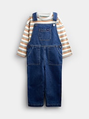 JoJo Maman Bébé Mid Wash Blue Denim Dungaree Set - Image 2 of 7