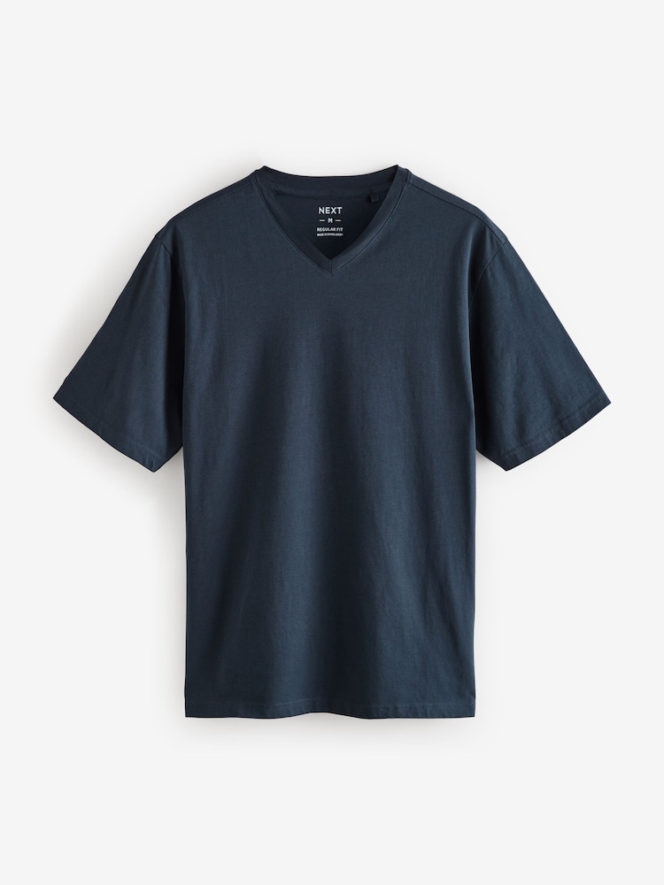 Noir/Blanc/Bleu/Gris - Essentiel Col en V 100T-shirt en coton 6 Lot - Image 12 of 18
