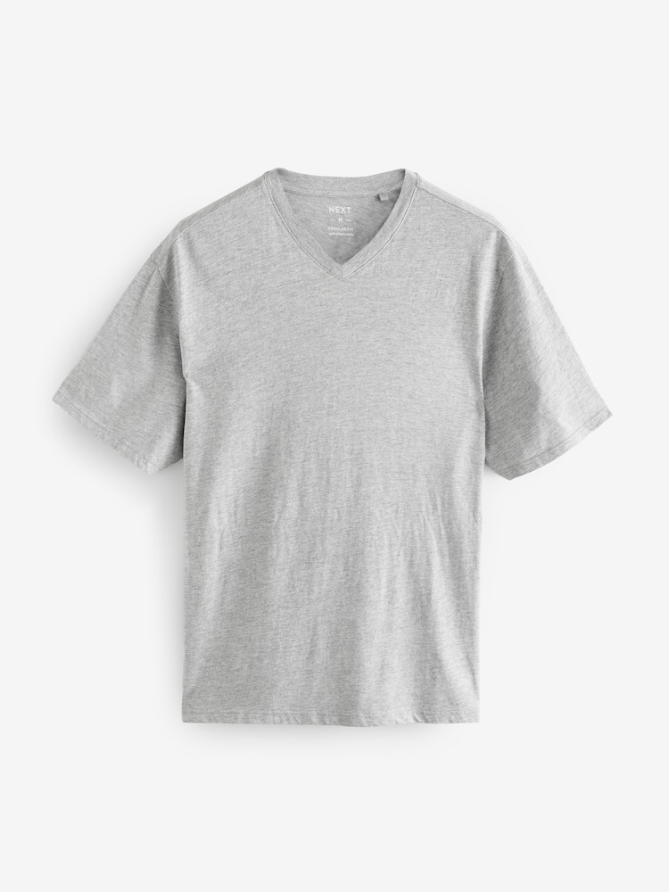 Noir/Blanc/Bleu/Gris - Essentiel Col en V 100T-shirt en coton 6 Lot - Image 14 of 18
