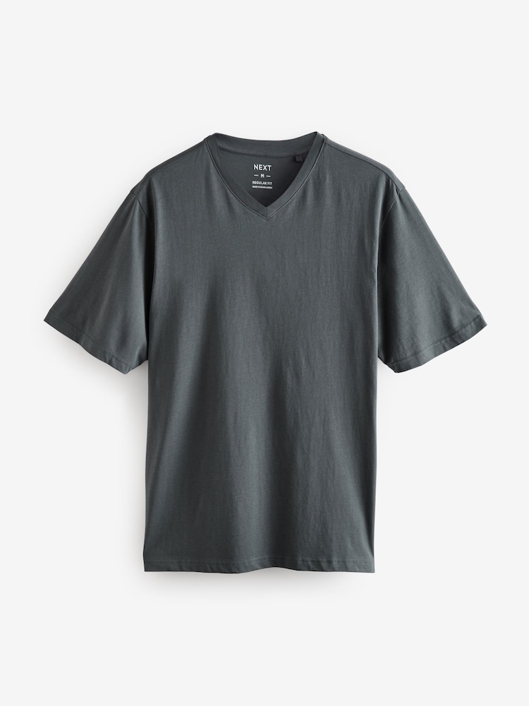 Noir/Blanc/Bleu/Gris - Essentiel Col en V 100T-shirt en coton 6 Lot - Image 16 of 18