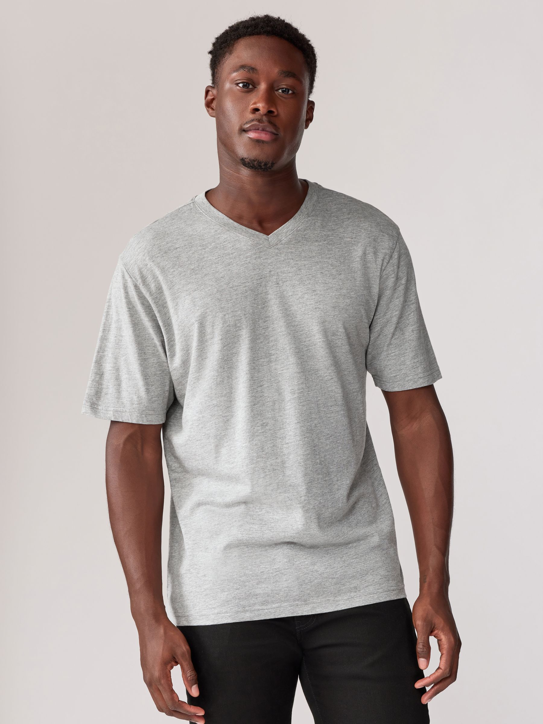 Buy Black/White/Blue/Grey Essential V-Neck 100% Cotton T-Shirts 6