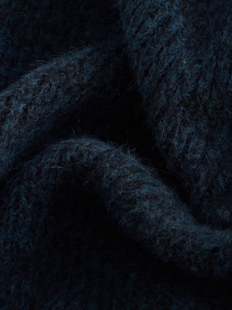 Mornarsko modra - Relaxed Fit Soft Touch z gumbi po celotni dolžini pulover with Wool - Slika 11 iz 11